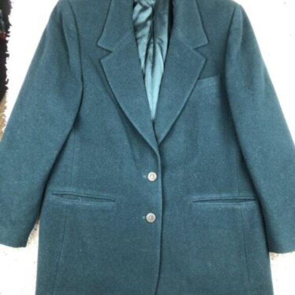 Signature Expressions Womens Wool Cashmere Blend Blazer Jacket Size 14 Green - Picture 1 of 9
